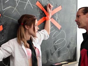 Teenage Schoolgirl Serves Teacher Cock In Class