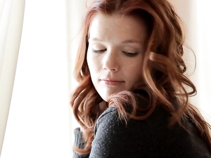 Perfect Redhead Teases In White Cotton Panties